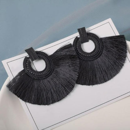 Silk and Cotton Fabric Tassel Earrings