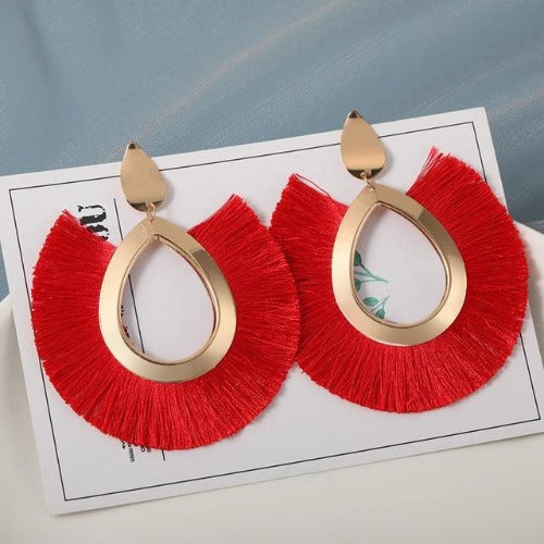 Silk and Cotton Fabric Tassel Earrings