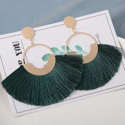 Silk and Cotton Fabric Tassel Earrings