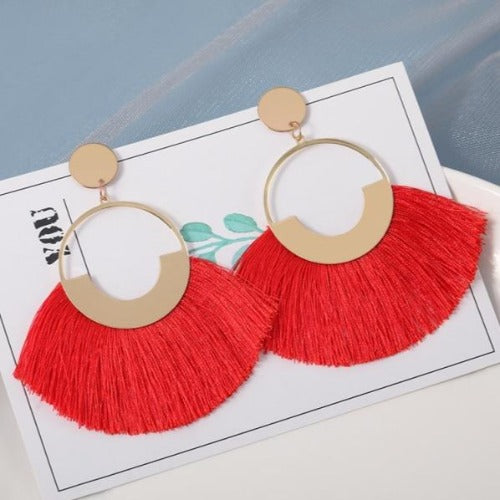 Silk and Cotton Fabric Tassel Earrings