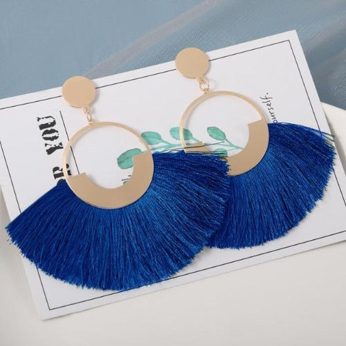 Silk and Cotton Fabric Tassel Earrings