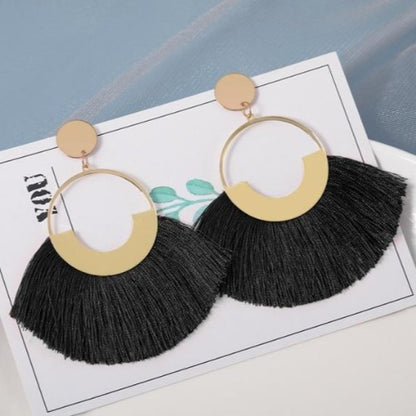 Silk and Cotton Fabric Tassel Earrings