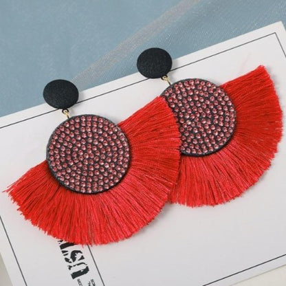 Silk and Cotton Fabric Tassel Earrings