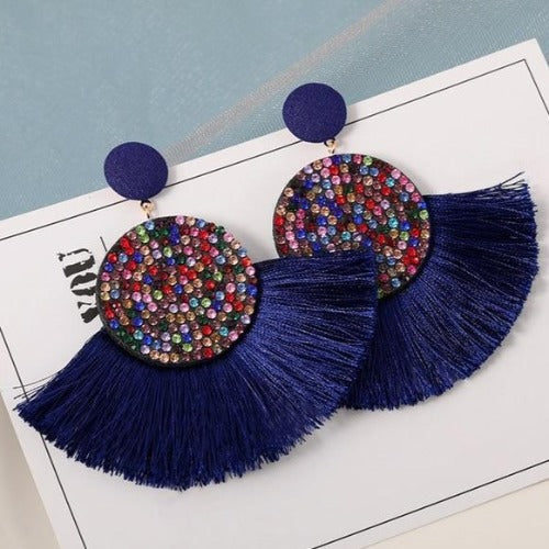 Silk and Cotton Fabric Tassel Earrings