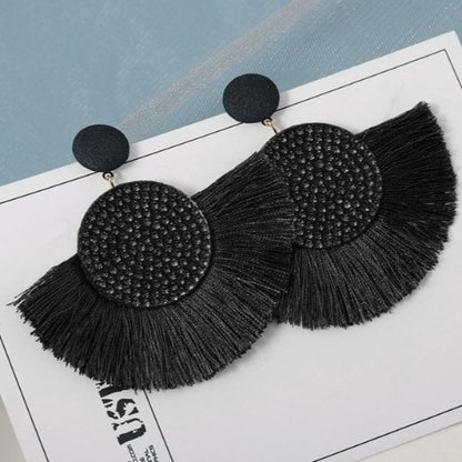 Silk and Cotton Fabric Tassel Earrings