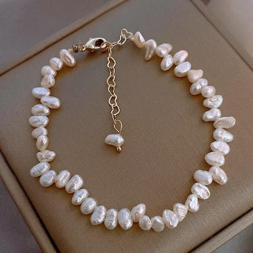 Korean White Natural Freshwater Pearl Bracelet