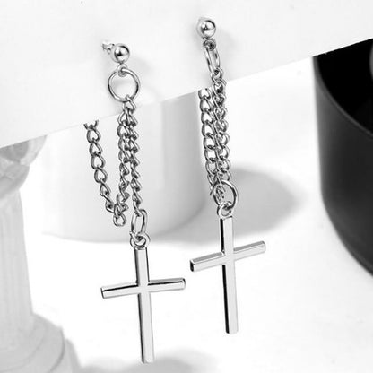 Goth, Unisex Silver Chain with Cross Dangles