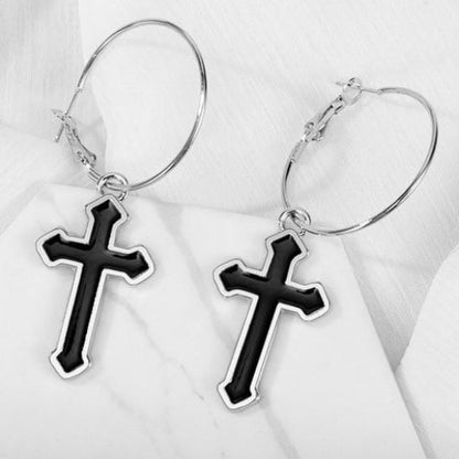 Goth, Unisex Silver Chain with Cross Dangles