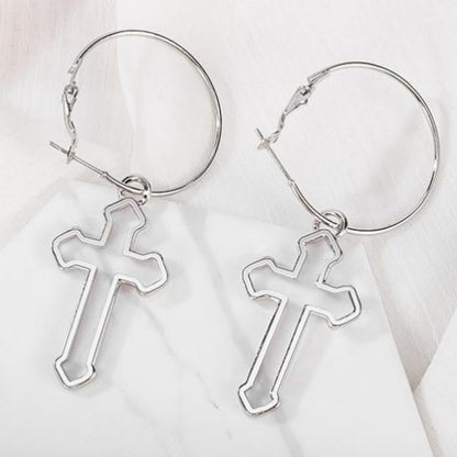 Goth, Unisex Silver Chain with Cross Dangles