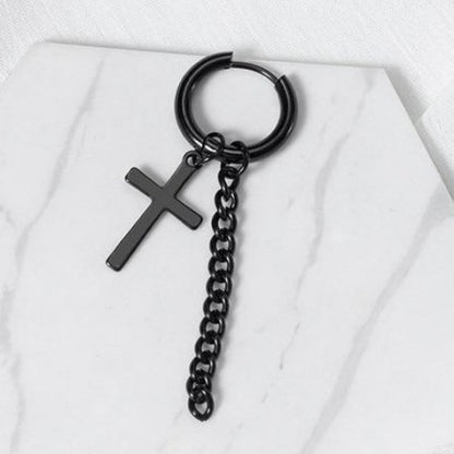 Goth, Unisex Silver Chain with Cross Dangles