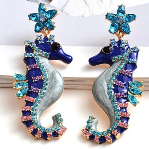 Seahorse Jewelled Drop Earrings