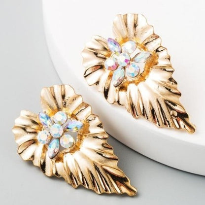 Large Gold & Rhinestone Earrings