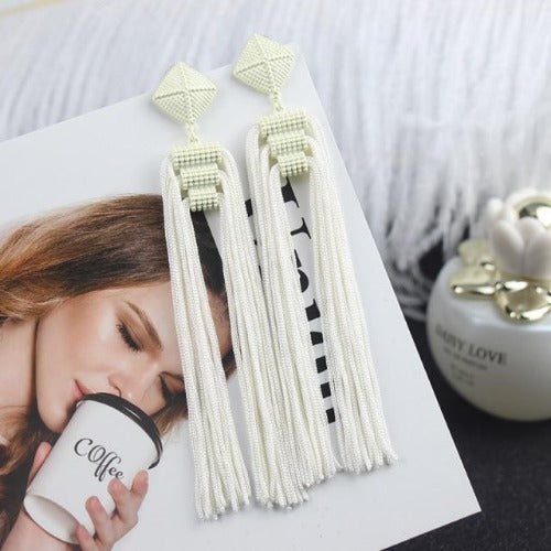 Korean Colorful Rope Long Tassel Earrings