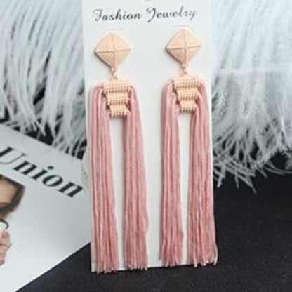 Korean Colorful Rope Long Tassel Earrings