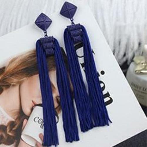 Korean Colorful Rope Long Tassel Earrings