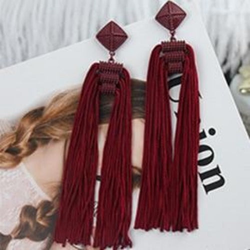 Korean Colorful Rope Long Tassel Earrings