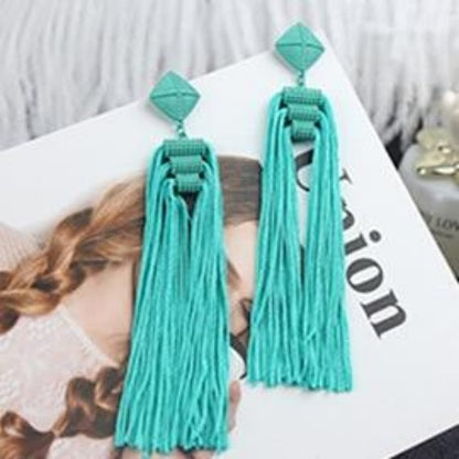 Korean Colorful Rope Long Tassel Earrings