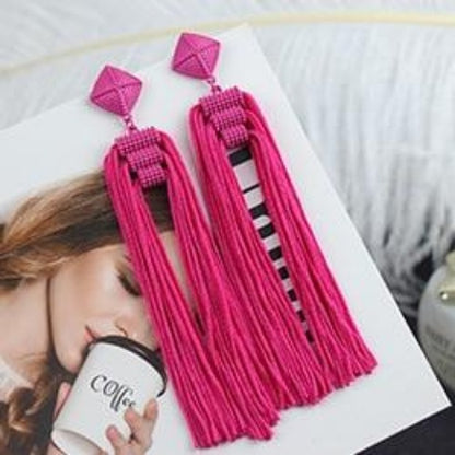 Korean Colorful Rope Long Tassel Earrings