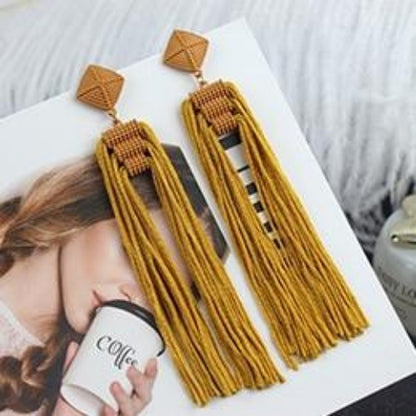 Korean Colorful Rope Long Tassel Earrings