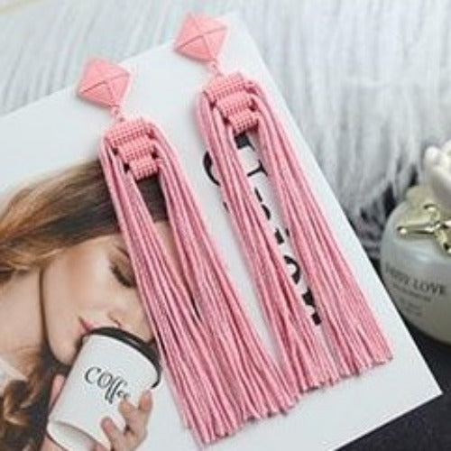 Korean Colorful Rope Long Tassel Earrings