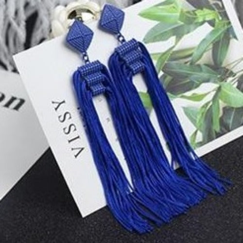 Korean Colorful Rope Long Tassel Earrings