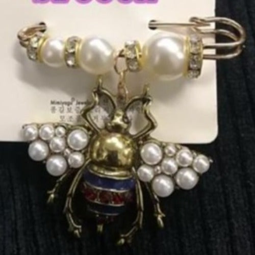 Pearl Beads & Rhinestone Bumble Bee Jewelry