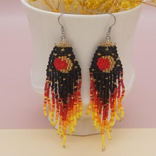 Colorful Seed Bead Tassel Earrings