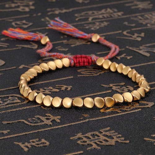 Tibetan Buddhist Copper Beaded Wrist Wrap