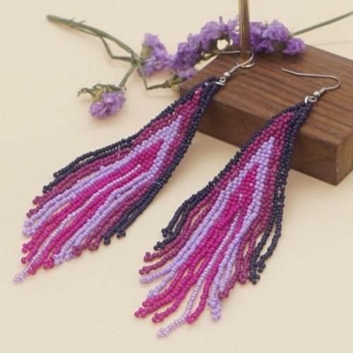 Colorful Seed Bead Tassel Earrings