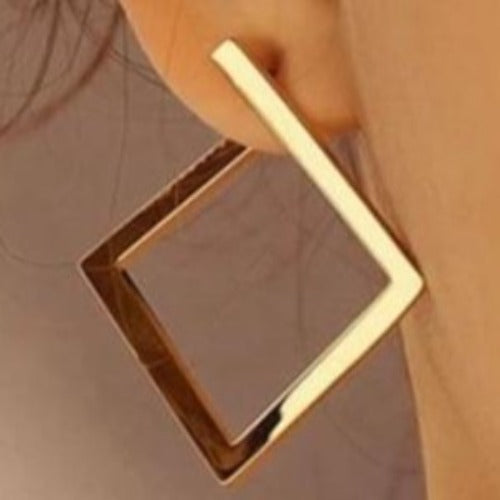 Square Gold Geometric Earrings