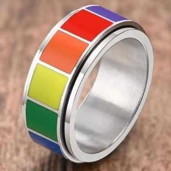 LGBTQIA2S+ Pride Spinner Rainbow Ring