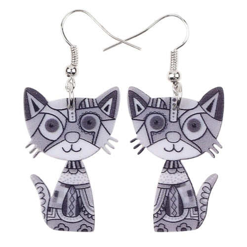 Colorful Acrylic Kitty Cat Earrings