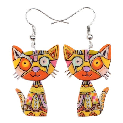 Colorful Acrylic Kitty Cat Earrings